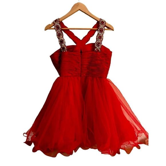 Sherri Hill Satin Tulle Embellished Party Dress Size 10 - Picture 2 of 11